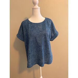 MELLODAY Blue Dot Cuffed Sleeve Boxy T-Shirt